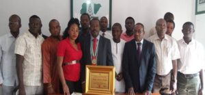 Engr. LanreAjayi, receiving an award from the executives of the National Association of Nigerian Students (NANS)
