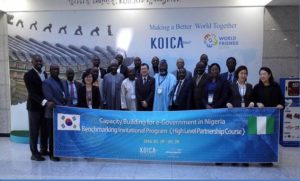 Barr Abdur-Raheem Adebayo Shittu and other Nigerian participants at the e-Government course training in South Korea International Cooperation Agency (KOICA), Seoul. Also in attendance (2nd from left) is the acting Director General of the NITDA, Dr Vincent Olatunji.