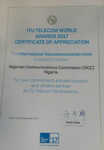 ITU honours NCC with a recognition award