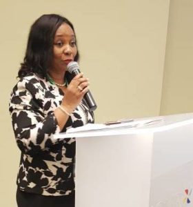 Representing the Minsiter, Director of ICT, Ministry of Communications, Mrs. Moni Udoh
