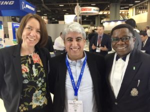 Senior Director, Product Marketing, Nikole Kromer and Director, System Engineering at VT iDirect, Hassan Aouisse with Executive Director, Marketing at NIGCOMSAT, Samson Osagie at SATELLITE DC  