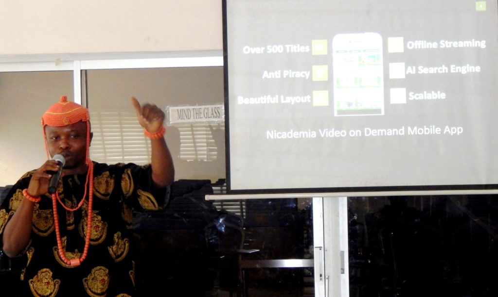Founder and CEO of Nicademia, Valentine Ubalua at the launch of the mobile app and on demand platform in Lagos