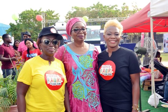 Yewande Zaccheaus, CEO, Eventful Limited; Ibukun Awosika, Chairman, First Bank of Nigeria Limited and Tiyan Alile, Founder and Promoter of Culinary Academy at Fiesta of Flavours, the food festival event organised by Eventful Limited and sponsored by FirstBank.