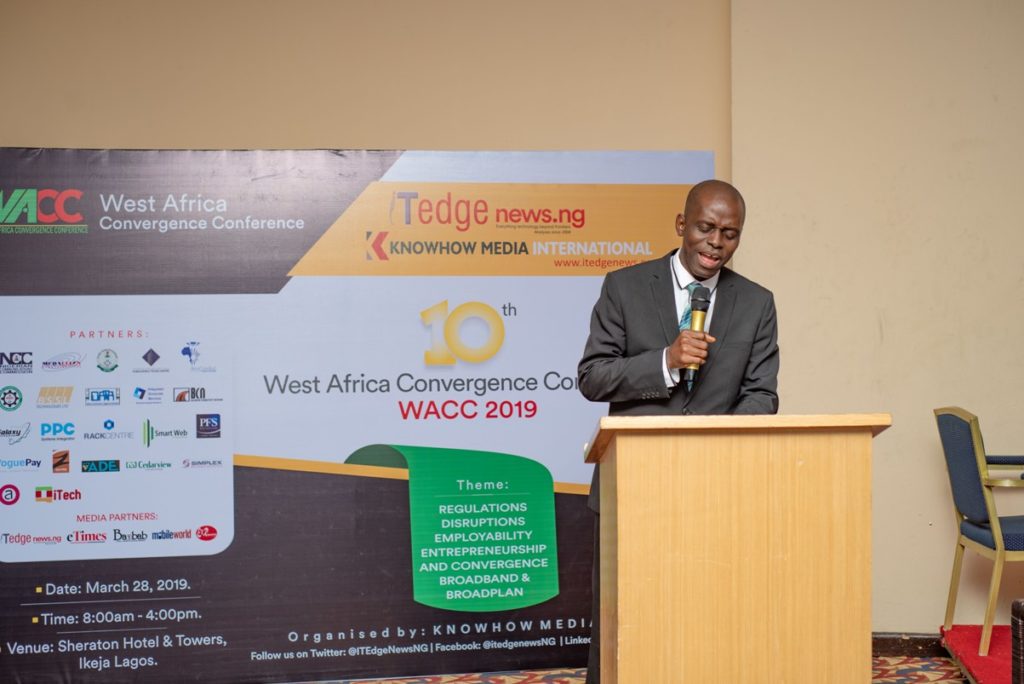 Prof Danbatta at WACC 2019 represented by Head, Wireless Networks at NCC, Engr. Anthony Ikemefuna