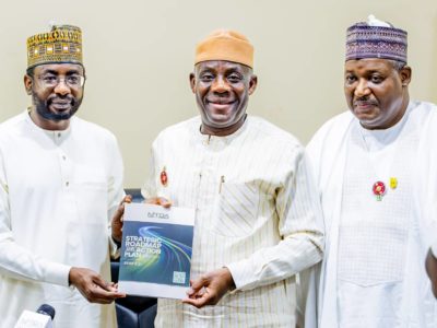 Minister of Education, Dr. Maruf Tunji Alausa (middle); Perm l. Secretary, Dr. Nasir Sani Gwarzo (right); DG NITDA, Kashifu Inuwa Abdullahi (left)