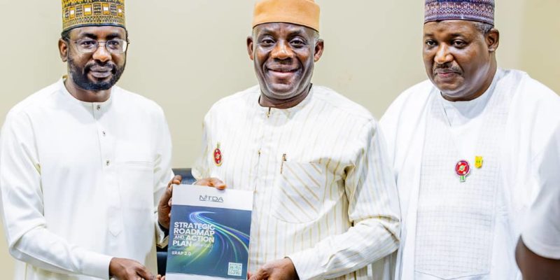 Minister of Education, Dr. Maruf Tunji Alausa (middle); Perm l. Secretary, Dr. Nasir Sani Gwarzo (right); DG NITDA, Kashifu Inuwa Abdullahi (left)